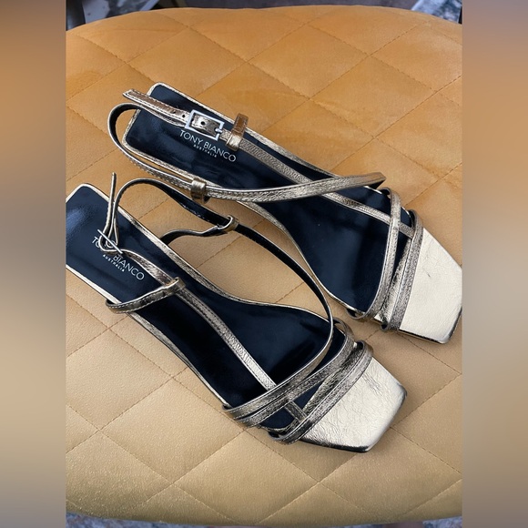 Tony Bianco Shoes - Tony Bianco Gold and Cream Sandals